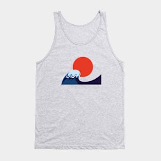 Japanese Wave with Red Sun Tank Top